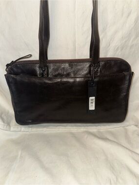 Latico Leathers Dark Brown Leather Baguette Shoulder Bag NWT